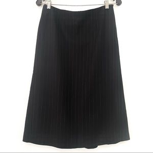 Ann Taylor Loft Wool Black Pinstripe A-line Midi Skirt